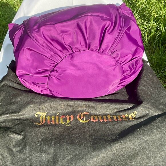Juicy Couture Vintage Purple Nylon Tote Bag Gold Accents Multiple Compartments! - Picture 10 of 14